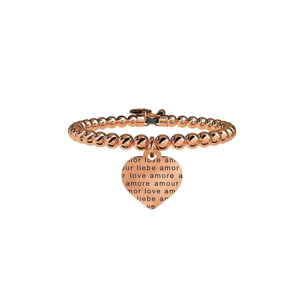 Bracciale Donna Kidult con Sfere d’Acciaio PVD Rosè Cuore | Amore Senza Confini – Love – 731052