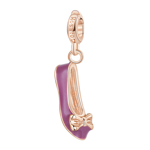 Charm in argento 925‰, galvanica oro rosa, smalto rosa e bianco