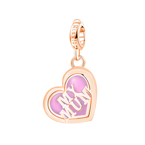 Charm Rosato in argento 925‰, galvanica oro rosa, smalto rosa