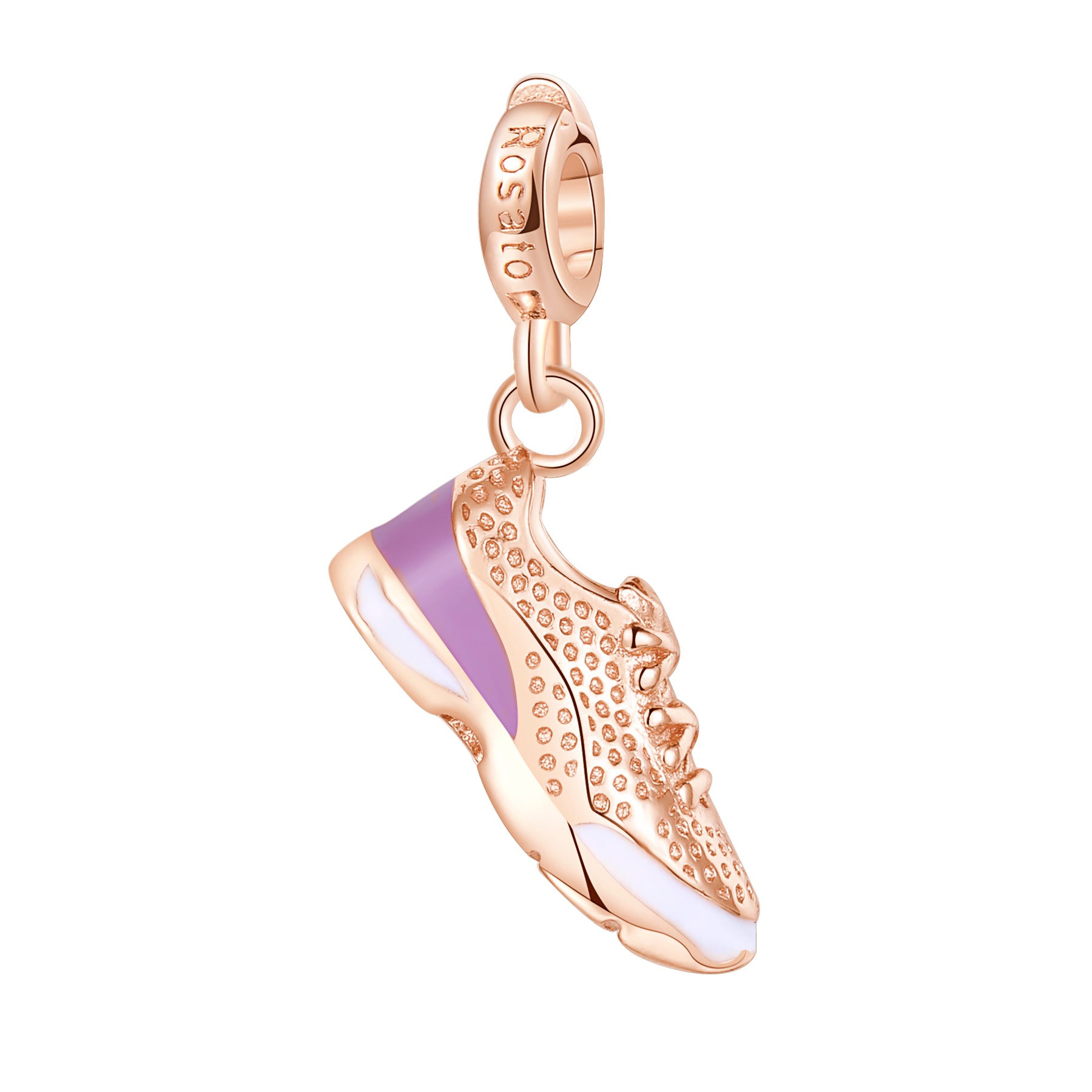 Charm Rosato in argento 925‰, galvanica oro rosa, smalto bianco e rosa