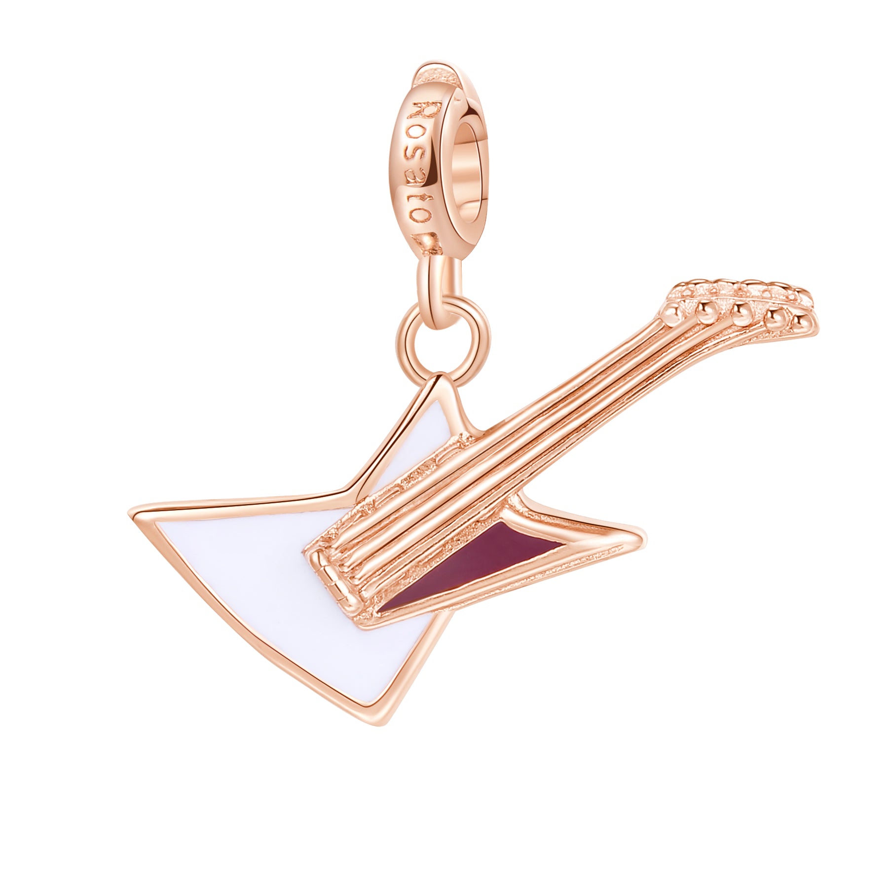 Charm Rosato in argento 925‰, galvanica oro rosa, smalto bianco e rosa