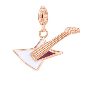 Charm Rosato in argento 925‰, galvanica oro rosa, smalto bianco e rosa