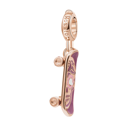 Charm in argento 925‰, galvanica oro rosa, smalti colorati