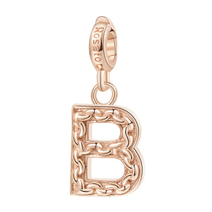 LETTERA B  Charm in argento 925‰, galvanica oro rosa