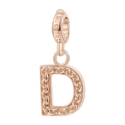 LETTERA D  Charm Rosato in argento 925‰, galvanica oro rosa