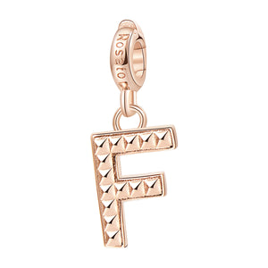 LETTERA F  Charm in argento 925‰, galvanica oro rosa