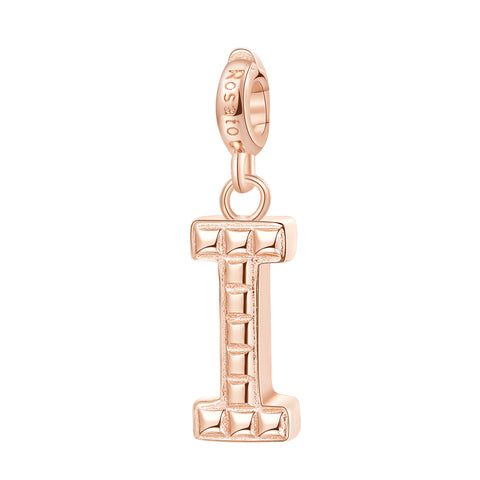 LETTERA I  Charm in argento 925‰, galvanica oro rosa