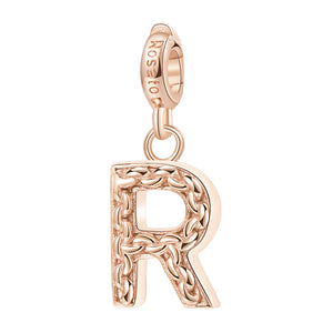 LETTERA R Charm in argento 925‰, galvanica oro rosa