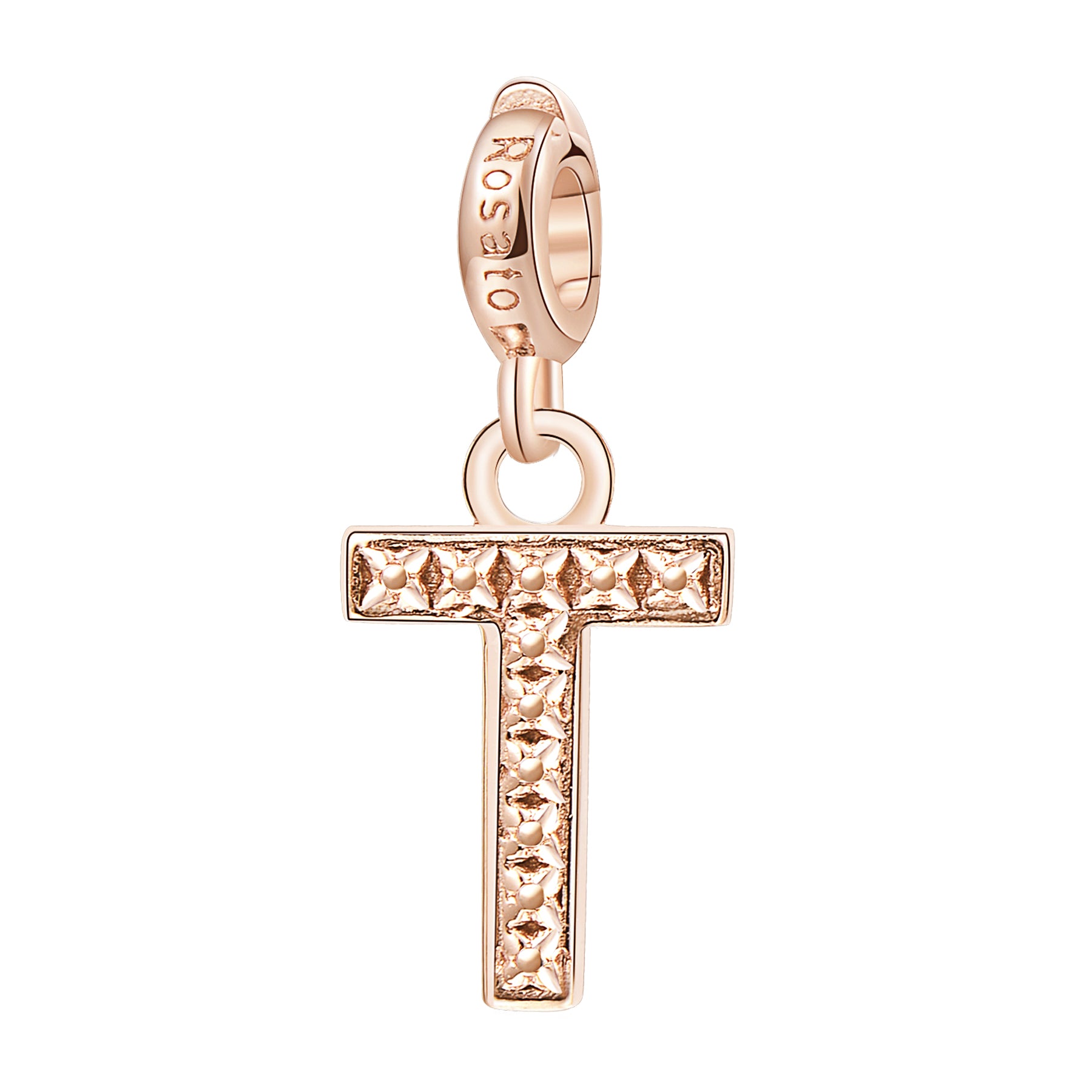 LETTERA T   Charm in argento 925‰, galvanica oro rosa