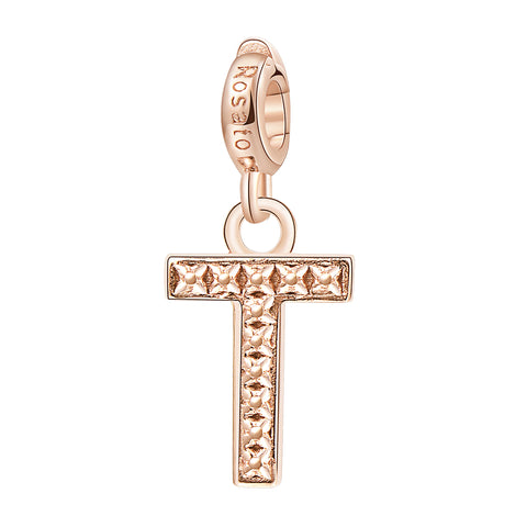 LETTERA T   Charm in argento 925‰, galvanica oro rosa