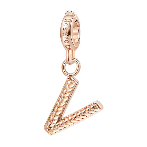 LETTERA V  Charm in argento 925‰, galvanica oro rosa